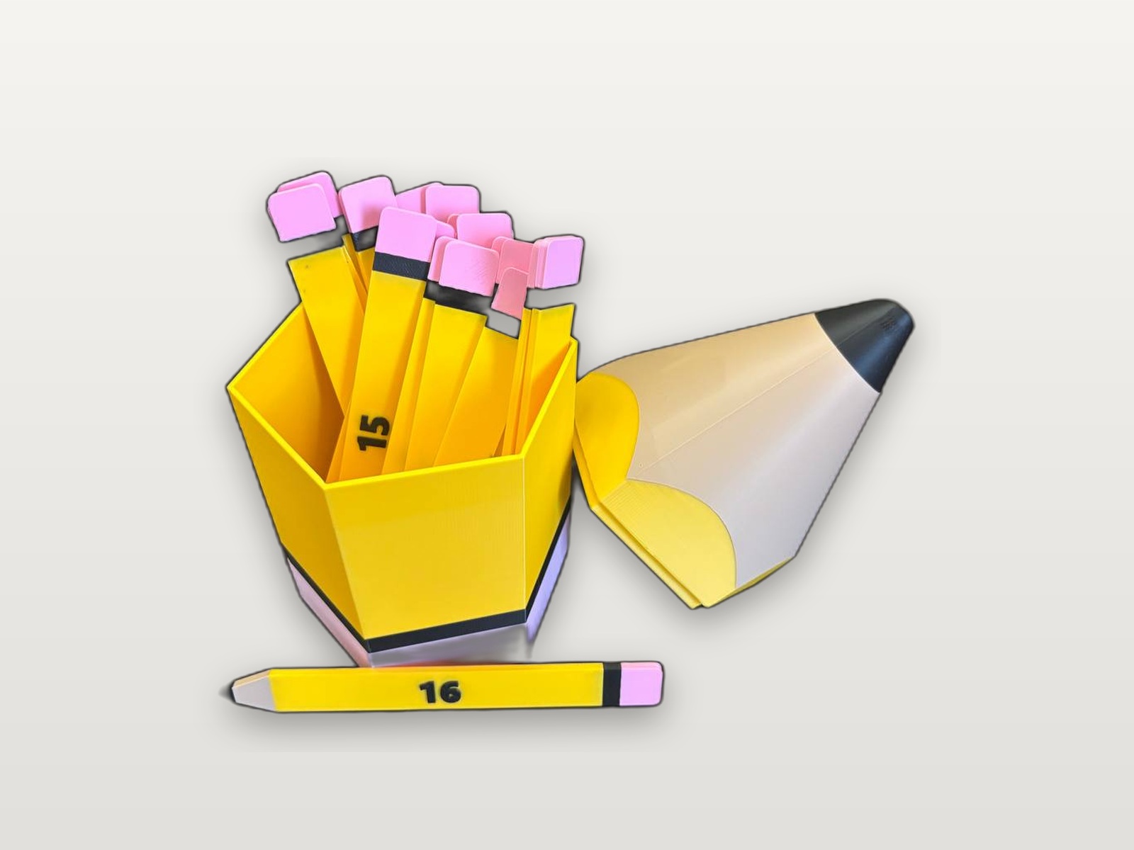 Teacher Pencil Randomizer Set with numbered pencils on a neutral studio background