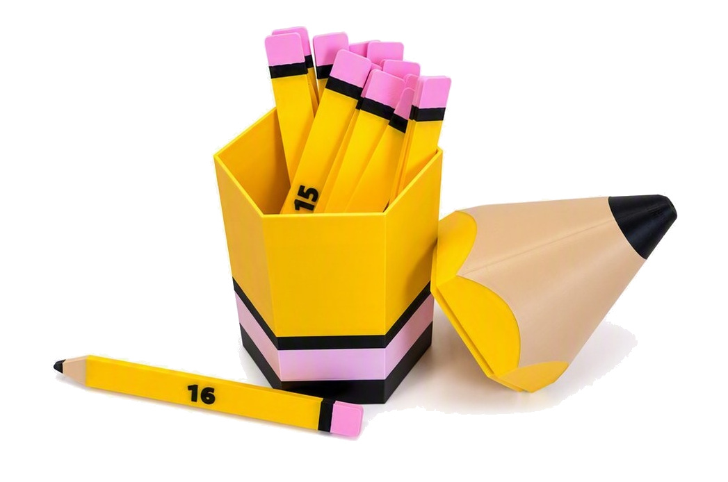 Teacher Pencil Randomizer Set open with numbered pencils and lid