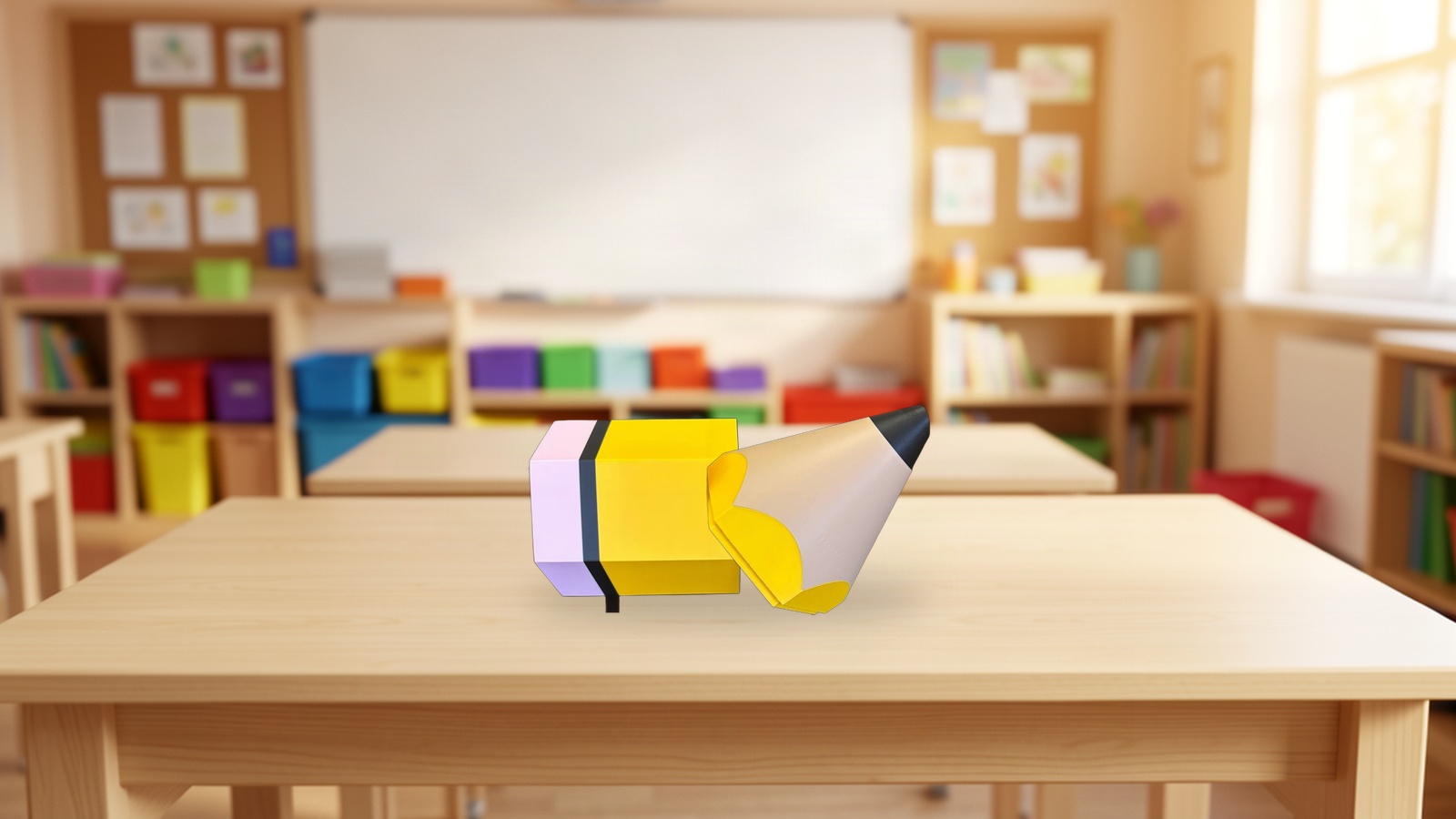 Teacher Pencil Randomizer product pieces on a classroom desk