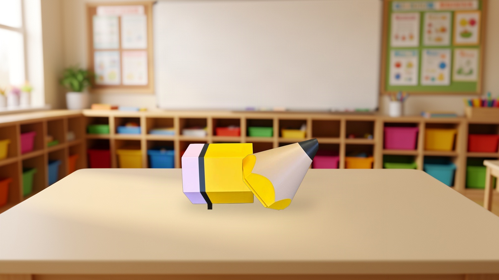 Teacher Pencil Randomizer product pieces on a clean classroom table